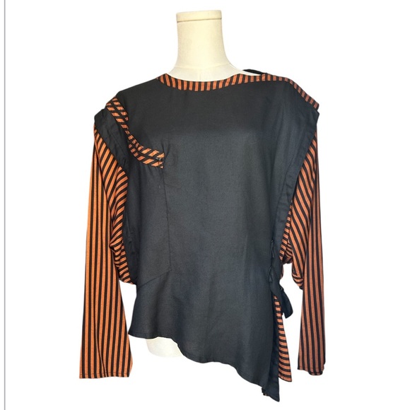 Vintage Ann Marie Asymmetrical Striped 80’s Top - Picture 1 of 11